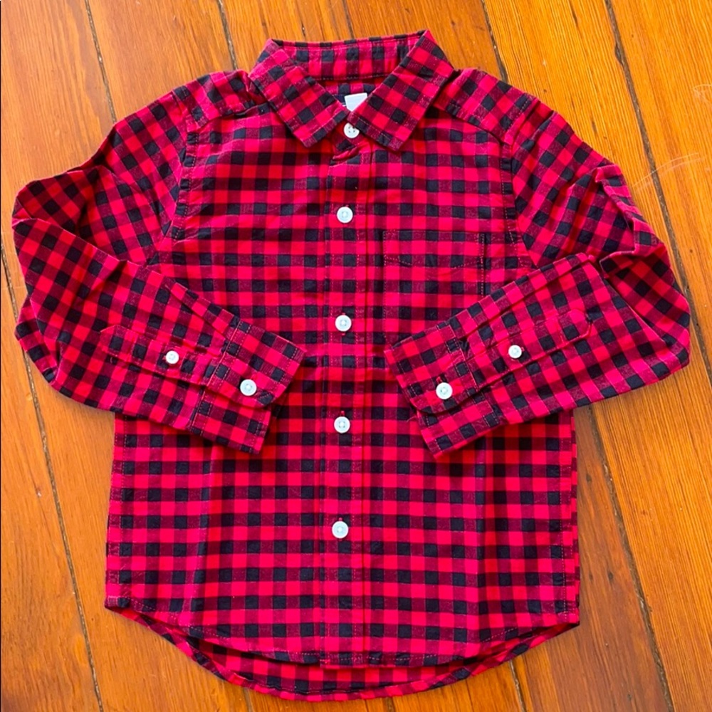 NWT! Toddler Boys Red/Black Gingham Button Down